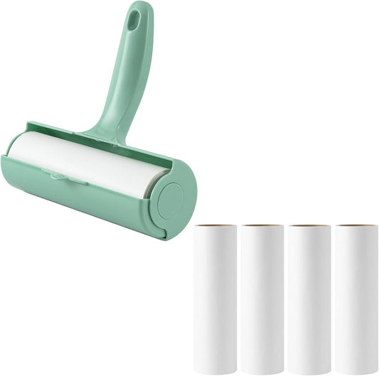Large Lint Roller with Refills for Pet Hair Removal Extra Sticky 6.3 inch Wide Surface Lint Roller with Cover for Clothes Couch Furniture (Total 5 Sticky Rolls)