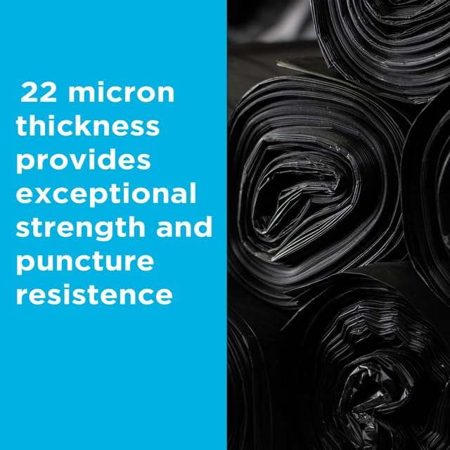 Large Black Trash Bags 55-60 Gallon Heavy Duty, 150 Count, High Density, 22 Micron, 38" x 60", Ideal for Schools, Janitorial, Bathrooms,