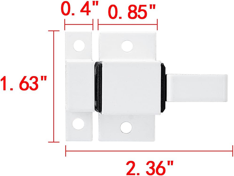 4 Packs Spring Door Lock, White Self-Closing Gate Latch with Aluminum Alloy, Security Latch for Windows, Cabinets & Gates