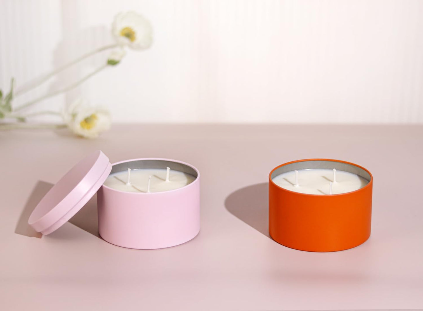 Candle Tins with Lids, 3 Wicks Containers 12 Pack 14oz/420ml Seamless Bulk for Candle Making Supplies Empty Candle Jars - Orange