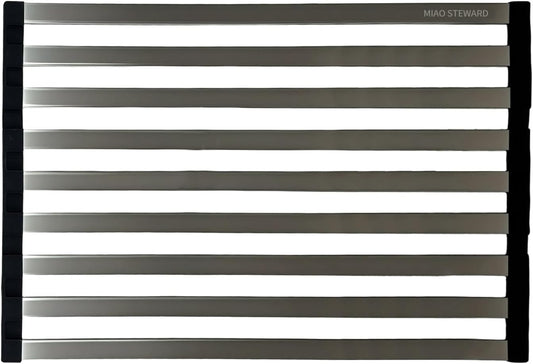 Foldable Dish Drying Rack, Over The Sink Dish Drying Rack ，Dish Drying mat，Dish Drying mats for Kitchen Counter，Stainless Steel Multifunctional mat (23.62×12.8in)