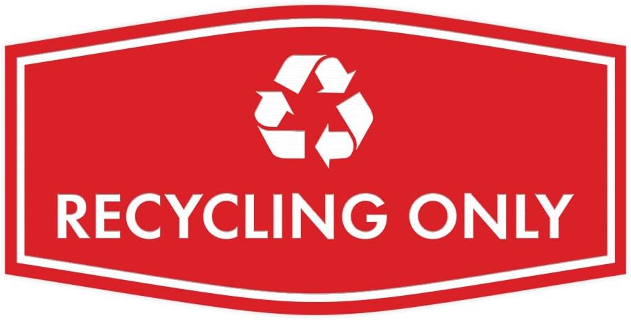 Fancy Recycling Only Sign (Red) - Medium