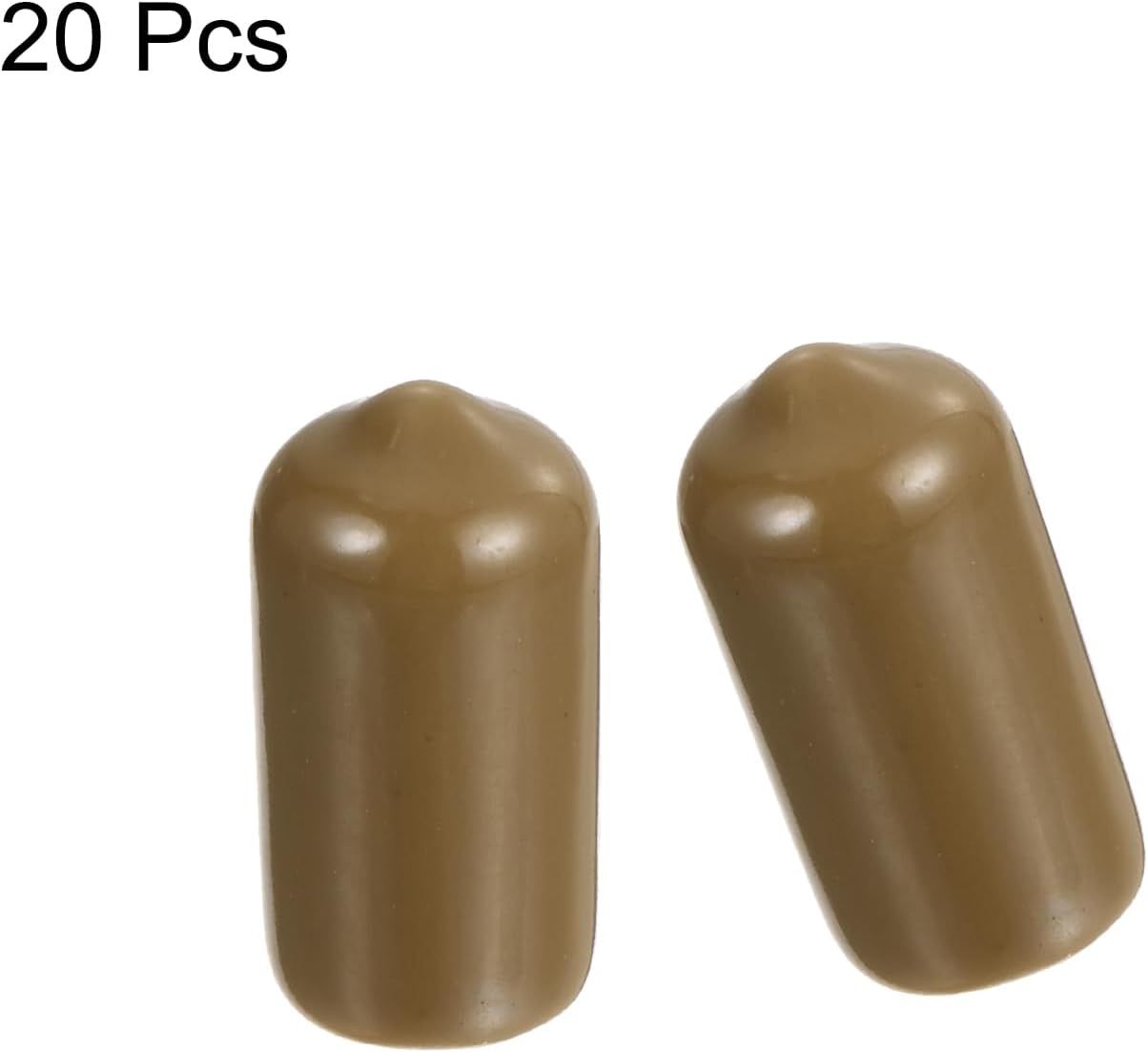 uxcell 20pcs Rubber End Caps 10mm(3/8") ID Vinyl PVC Round Tube Bolt Cap Cover Screw Thread Protectors Light Brown