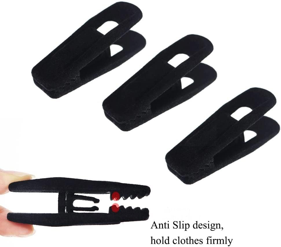 Black Velvet Hanger Clips (60-Pack), Strong Finger Clips for Velvet Hangers, Skirt Hanger Clips Fit for Flocking Hangers