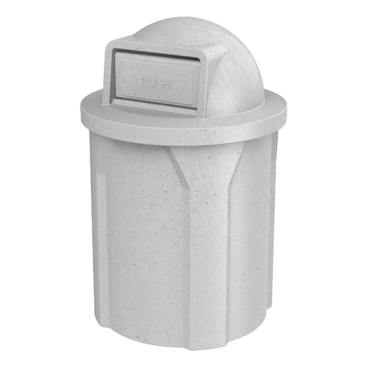42 Gallon Circle 100% Recycled Plastic Heavy Duty Outdoor Commercial Trash Can with Push Open Dome Lid and Internal Liner | Great for Schools and Businesses - Light Granite