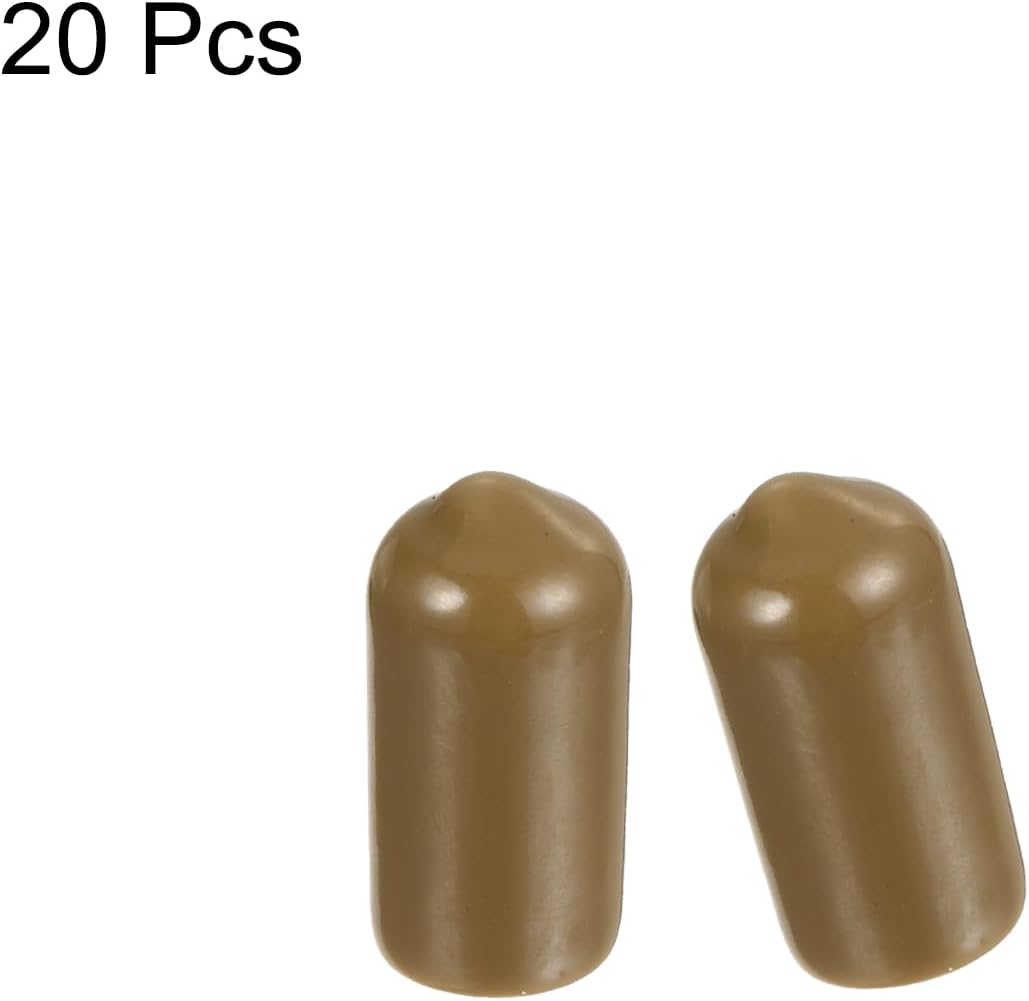 uxcell 20pcs Rubber End Caps 7mm ID Vinyl PVC Round Tube Bolt Cap Cover Screw Thread Protectors Light Brown