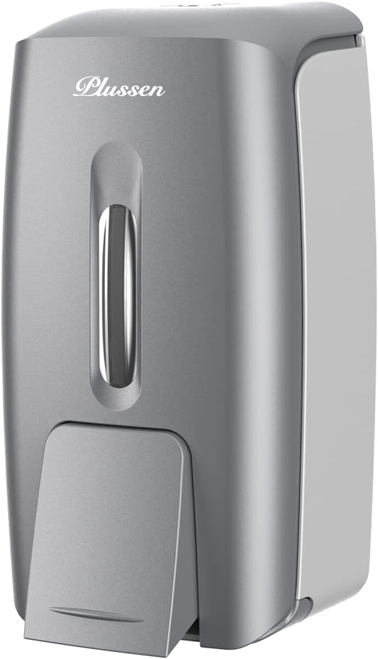 Soap Dispenser Wall Mount Adhesive Commercial Soap Dispenser 800ml No Drill Hand Sanitizer Dispenser for Bathroom Support Liquid and Gel,Silver-PN9088