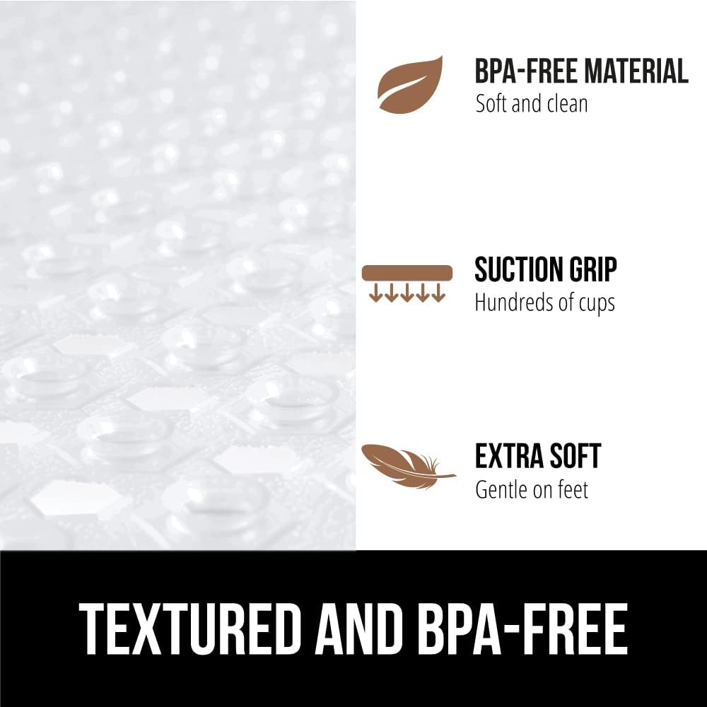 GORILLA GRIP Patented Square Shower Stall Mat, Small Bathtub Floor Mats for Stand Up Showers with Suction Cups and Drainage Holes, Machine Wash, Soft on Feet, Bathroom Accessories 21x21 Inch, White