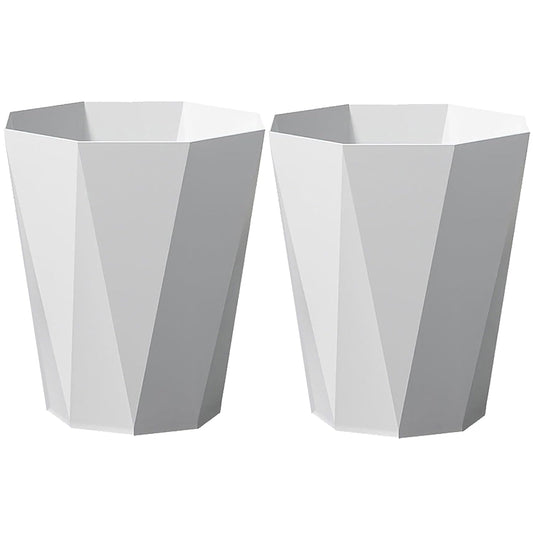 Small Bathroom Trash Can 2 Pack Garbage Can 1.8 Gallon Waste Basket for Dorms Toilets Bedrooms Offices, White