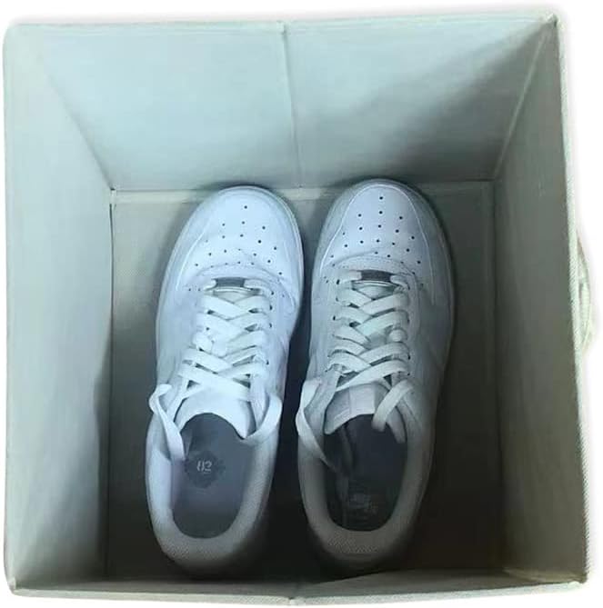 Amazon Basics Collapsible Fabric Storage Cubes Organizer with Handles, Sturdy, White, 10.5-x-10.5-x-11-inch, Pack of 6