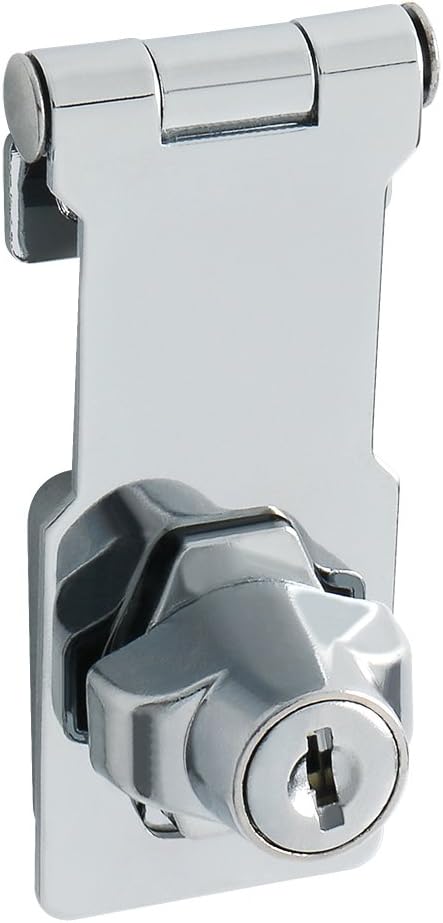 Alise Keyed Hasp Lock,3 Inch Safety Packlock Clasp Hasp Lock Latch with Lock,Door Hinge Lock with Keys Keyed Locking Hasp for Cabinets Closets Doors,Chrome