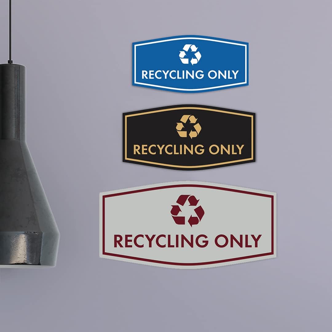Fancy Recycling Only Sign (Blue) - Small