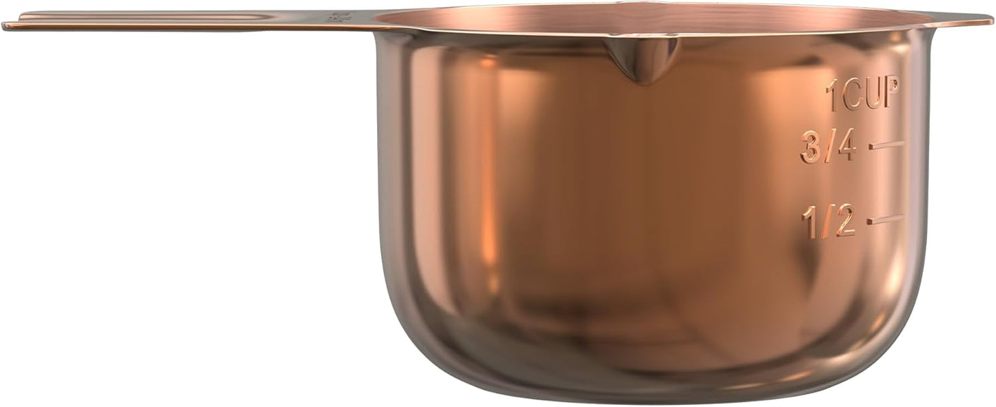 Color Up 1 Cup Measuring Cup (240 ml) – Premium Copper Stainless Steel, Accurate for Wet & Dry Ingredients, Embossed Markings, Easy-Pour Spouts, Dishwasher-Safe, Kitchen Essential