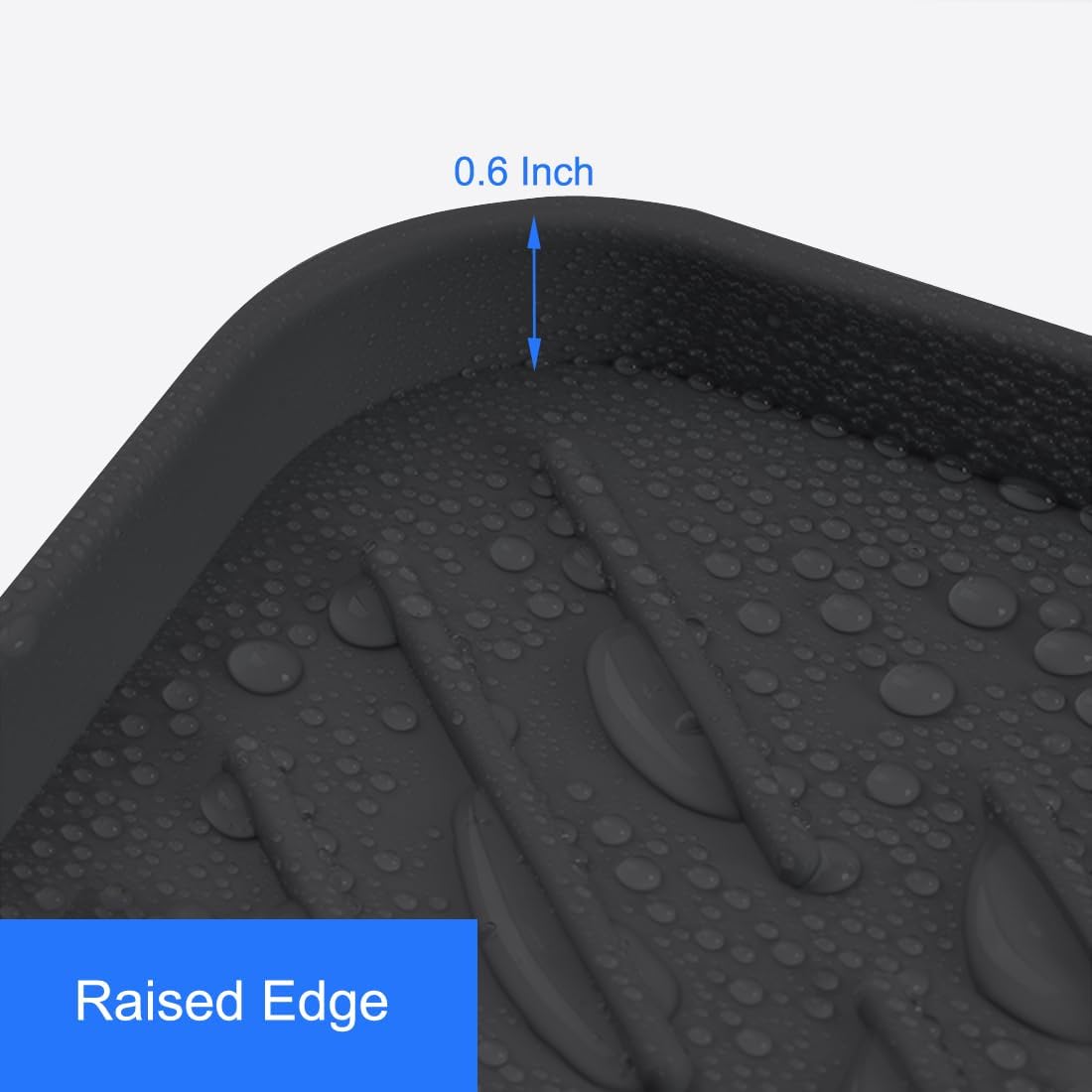 Sponge Holder with Drain Spout, Silicone Sponge Tray for Kitchen Sink, Rubber Soap Dish for Shower Bathroom (Black, 4.7" x 3.6")