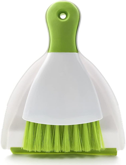 Dust pan Broom Brush Dustpan - Small Broom and Dustpan Set, Mini Broom and Dust pan, Small Dustpans and Brush Set for Home Cleaning,Sofa, Desk, Guinea Pig Cage, Cat Litter etc.（Green）
