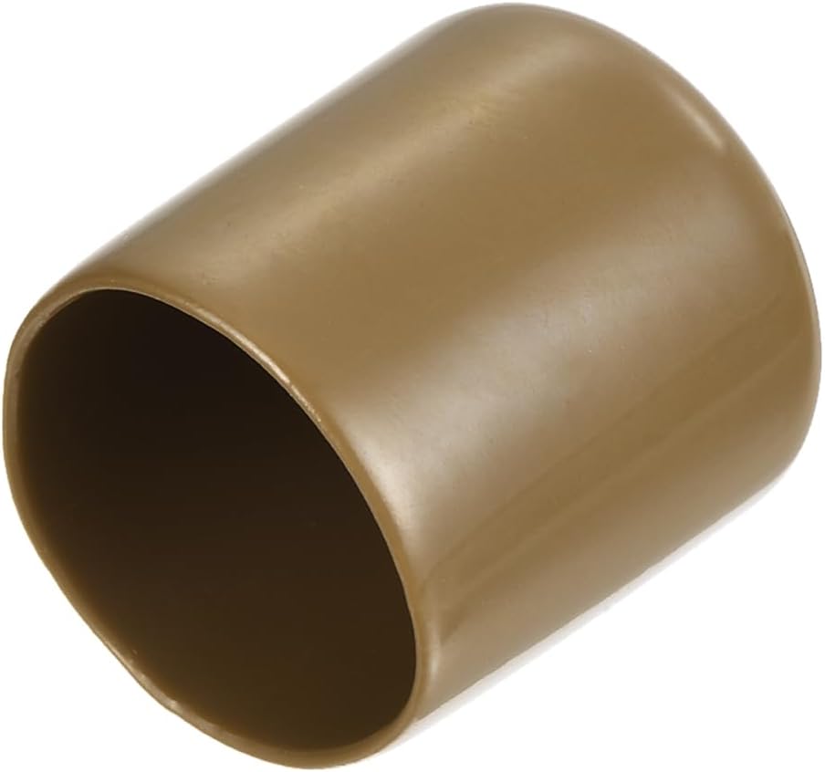 uxcell 20pcs Rubber End Caps 27mm(1 1/16") ID Vinyl PVC Round Tube Bolt Cap Cover Screw Thread Protectors Light Brown