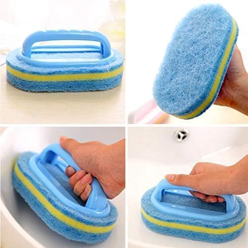 2-Piece Cleaning Brush for Bathroom Kitchen Bathtub Toilet Cleaner All Purpose Shower Sponge Scrubbing Brush with Ergonomic Handle