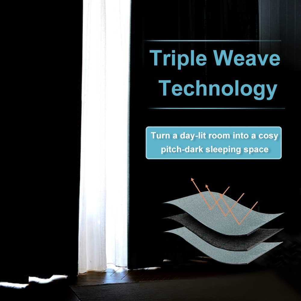 RYB HOME Blackout Curtains for Kitchen, Over Sink Privacy Curtains Window Decor, Thermal Insulating Drapes for Bathroom Cafe Bedroom Small Window, W 42 x L 24 inch, Dusty Blue, 2 Panels