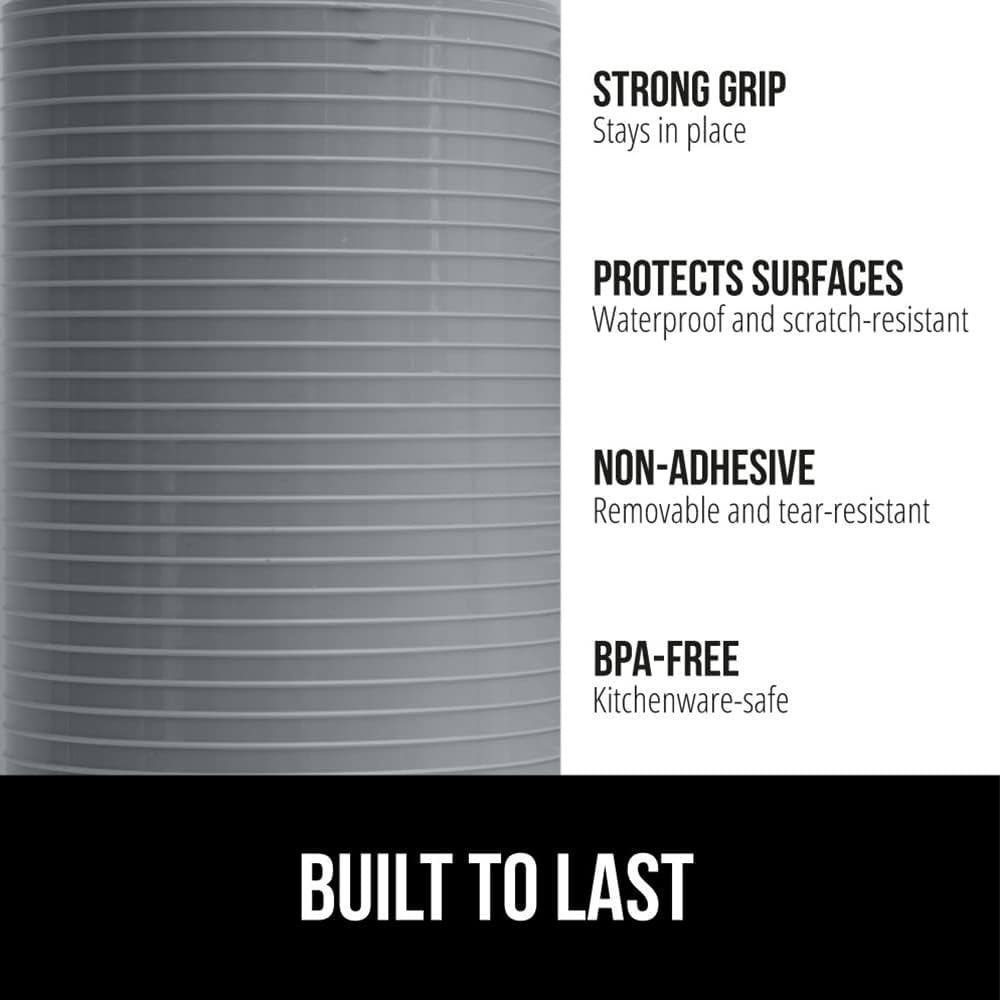 GORILLA GRIP DuraGuard Shelf Liner, Non-Adhesive Cabinet Liners for Kitchen Drawers, Shelves, Refrigerator, Pantry Storage, Bathroom Closet, Durable Waterproof BPA Free Ribbed Plastic, 12x10 Gray