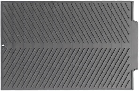 Silicone Dish Draining Mat, Eco Friendly Dish Drying Mat Kitchen Counter Anti-Skid and Heat Insulation Pad, Sink Drainer Mat with Dense Drainage Grooves (M (17"×13"))