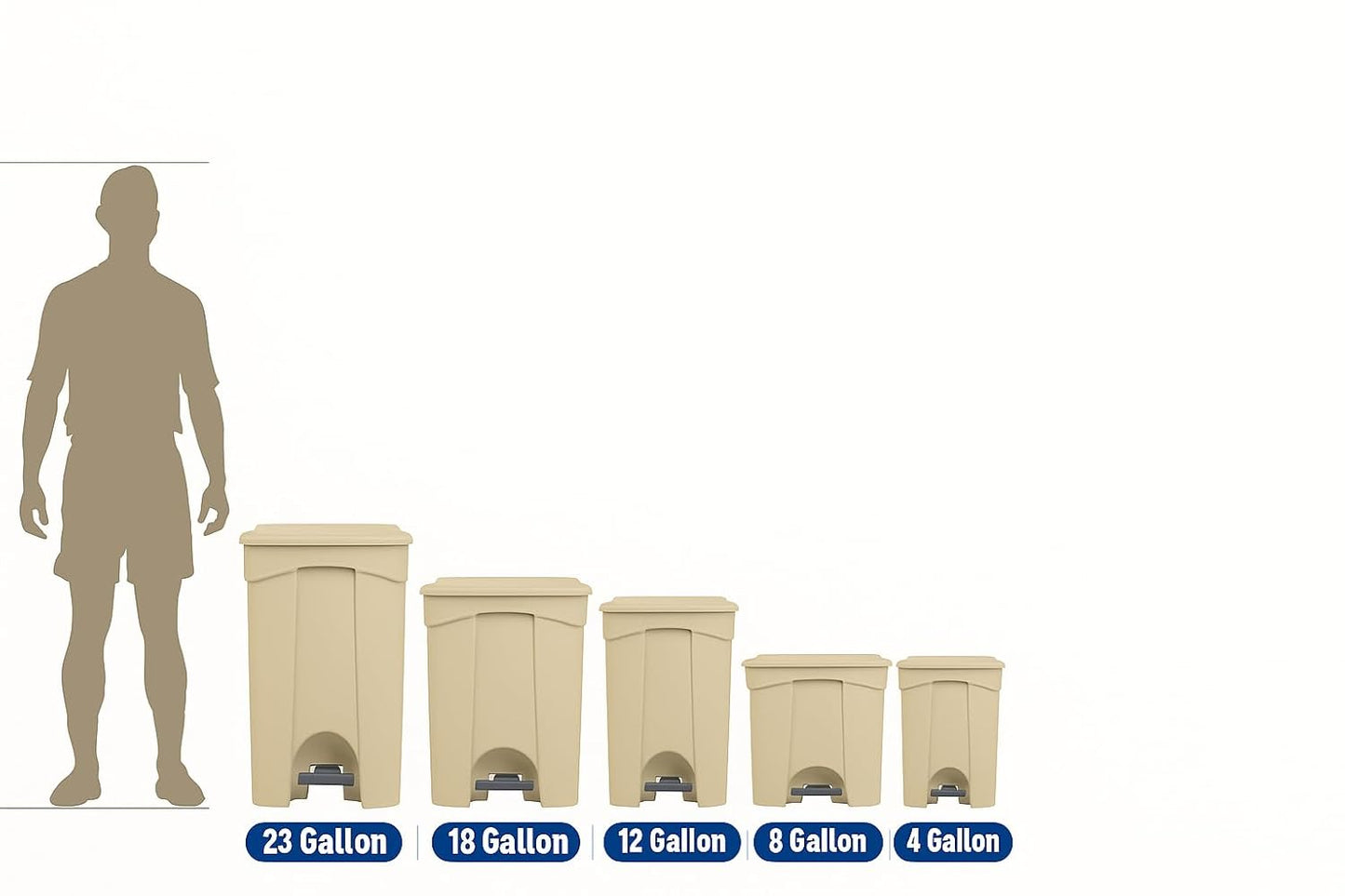 PRO&Family Step-On Trash Can with Lid, Plastic Waste Bin, Foot Pedal Operation (Blue, 18 Gallon)