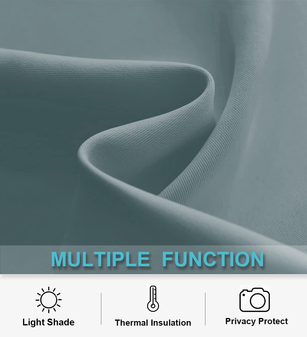 RYB HOME RV Curtains Blackout - Thermal Insulating Privacy Door Windows Camper Curtains for Kids Nursery RV Bunk Bedroom Windows Bathroom, Width 29 x Length 24, Dusty Blue, 2 Pcs