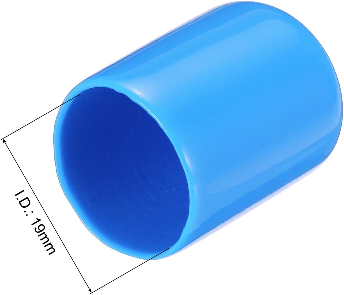 uxcell 20pcs Rubber End Caps 19mm(3/4") ID Vinyl PVC Round Tube Bolt Cap Cover Screw Thread Protectors,Light Blue