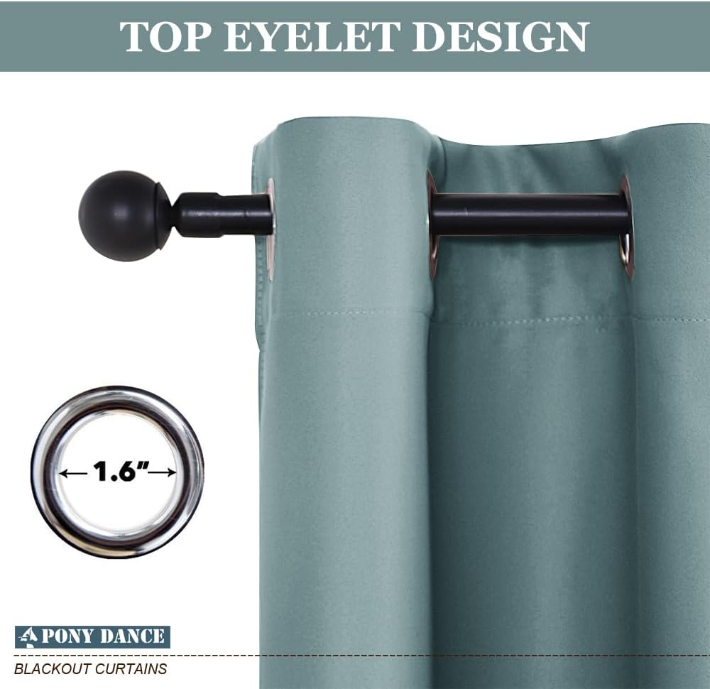 PONY DANCE Small Curtains Blackout, Privacy Energy Efficiency Mini Curtains for Kids Bedroom RV Camper Windows Trailer Bathroom Kitchen Cabinet Window, W 42 x L 36, Fluorescent Blue, 2 Panels