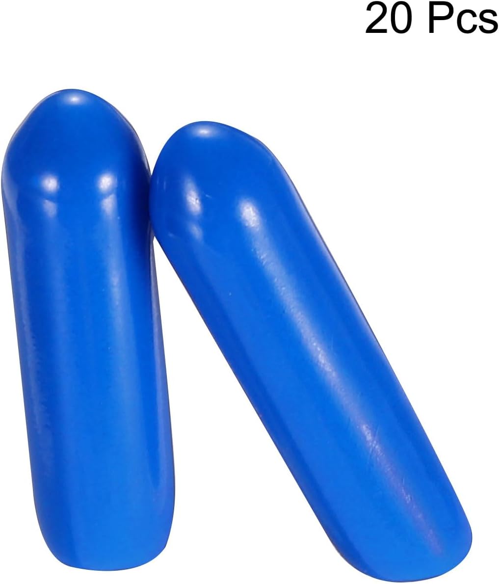 uxcell 20pcs Rubber End Caps 3mm(1/8") ID Vinyl PVC Round Tube Bolt Cap Cover Screw Thread Protectors Blue