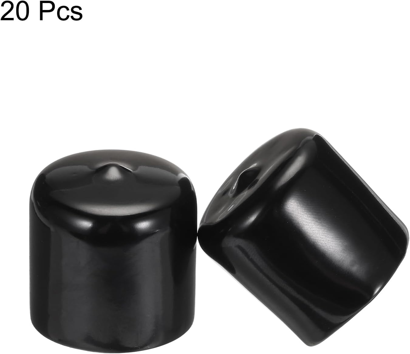 uxcell 20pcs Rubber End Caps 32mm ID Vinyl PVC Round Tube Bolt Cap Cover Screw Thread Protectors Black