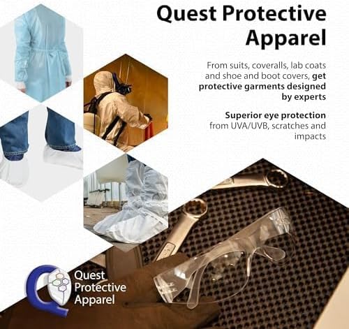 Quest Protective Apparel Safety Glasses for Men and Women - Anti Fog Safety Goggles for Shooting, Lab, or Construction – Polycarbonate Eye Protection [Clear & Pack of 2]