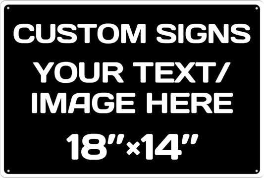 Custom Aluminum Weatherproof Metal Sign - 18 * 12Inch, Personalized Text & Picture, Black & White Traffic Regulation Horizontal Sign