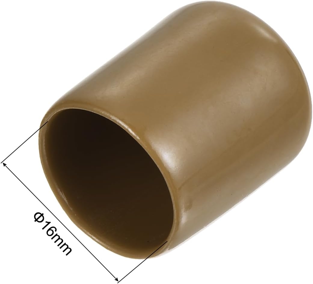 uxcell 20pcs Rubber End Caps 16mm(5/8") ID Vinyl PVC Round Tube Bolt Cap Cover Screw Thread Protectors Light Brown