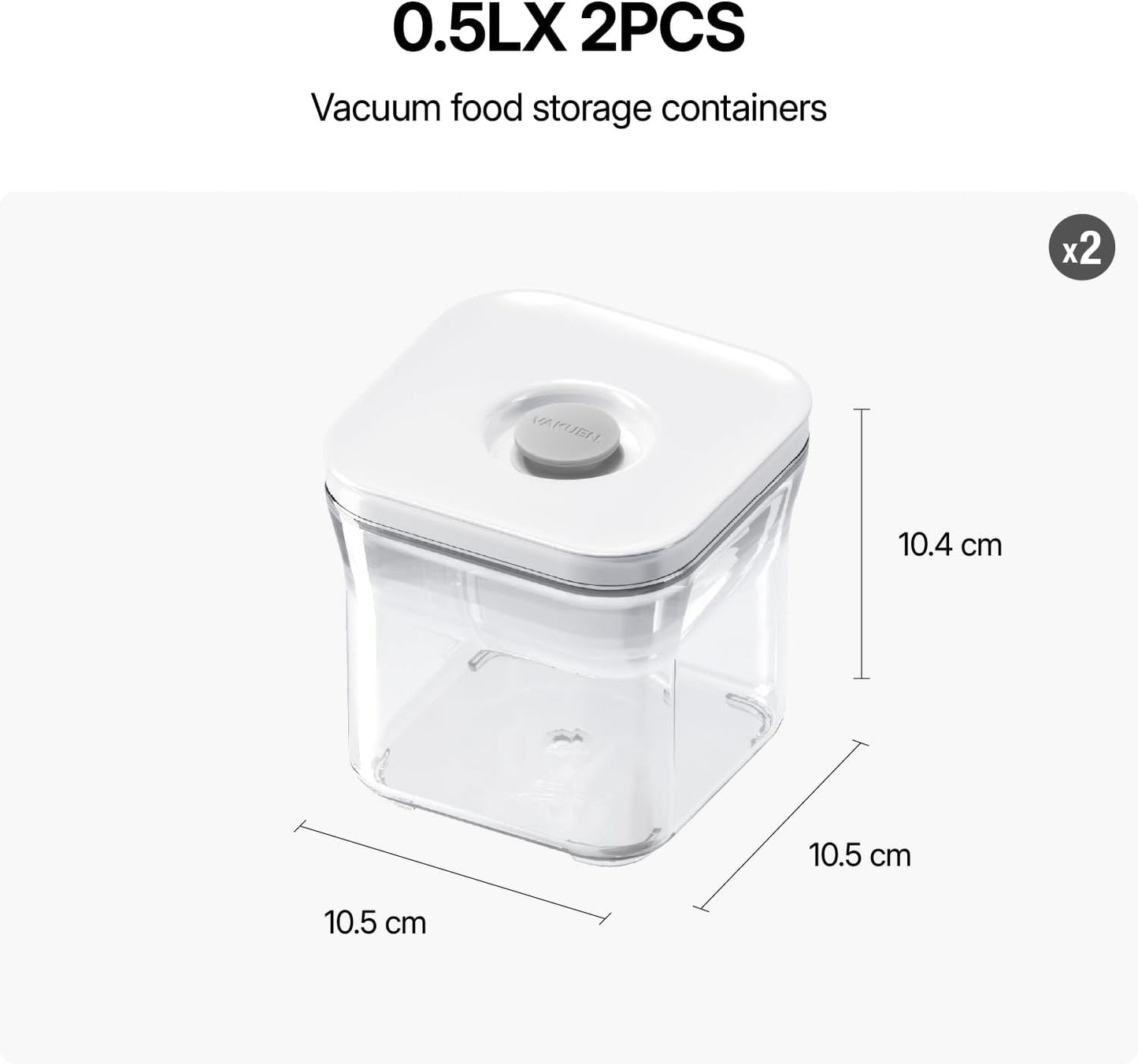 VAKUEN Premium Airtight Food Storage Containers, 2PC-SET(0.53qt), Smart One-Click Seal Lid, Patented Double Silicone Lining, 100% Leak Proof, BPA-FREE, Dishwasher, Freezer & Microwave Safe