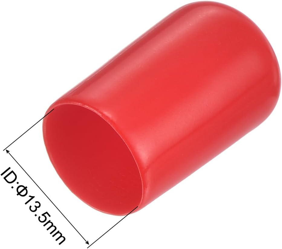 uxcell 20pcs Rubber End Caps 13.5mm ID Vinyl Round Tube Bolt Cap Cover Thread Protectors Red