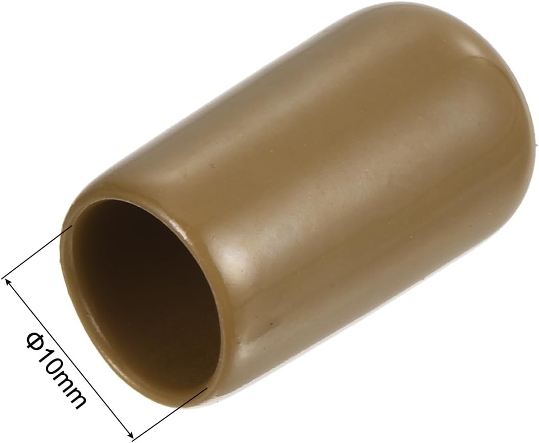 uxcell 20pcs Rubber End Caps 10mm(3/8") ID Vinyl PVC Round Tube Bolt Cap Cover Screw Thread Protectors Light Brown