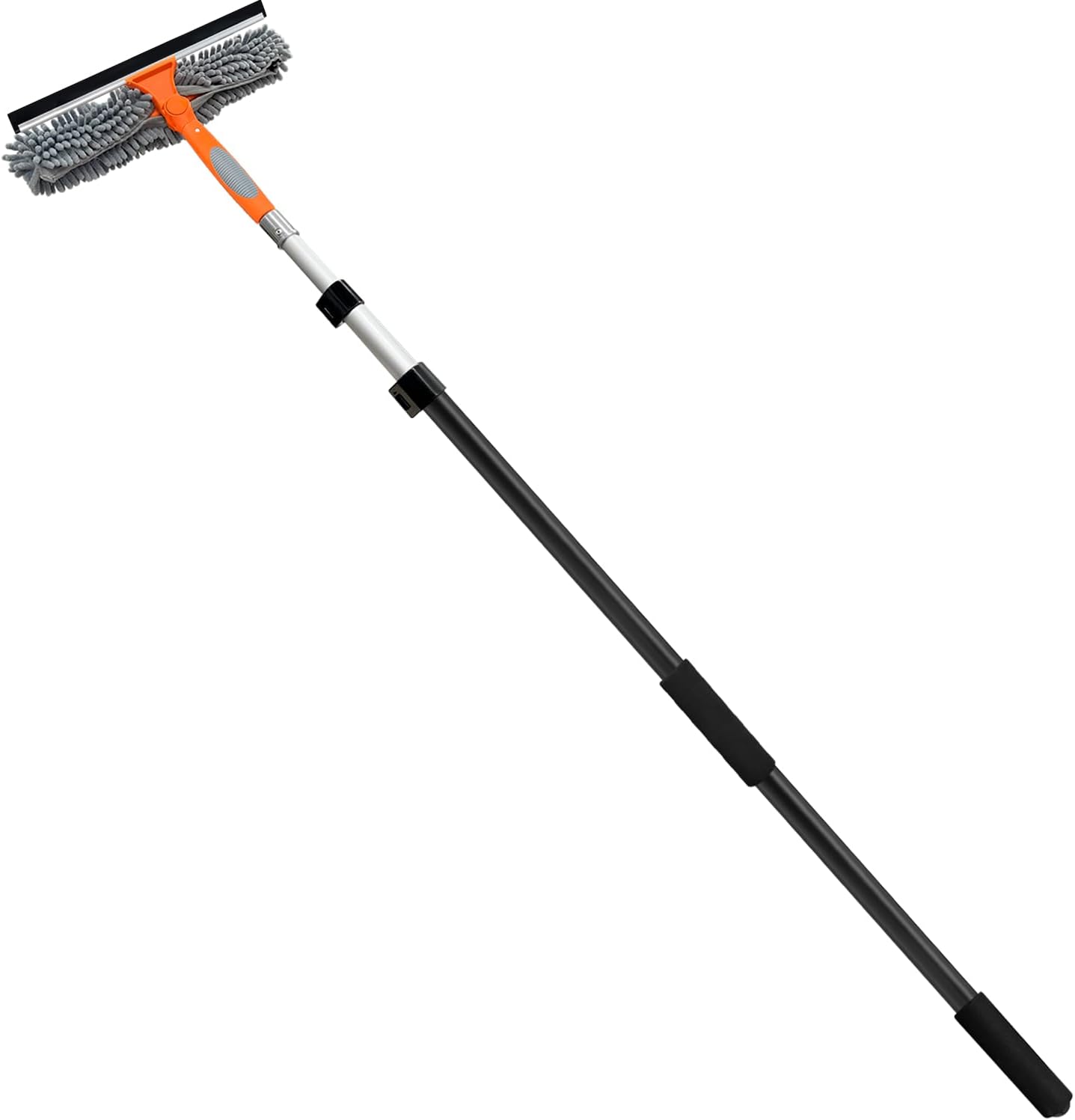 5-12ft Squeegee & 20Ft Reach Window Washer - 14" Extra-Large 2-in-1 Window Cleaner Tool with Extra-Thick Aluminum Telescopic Extension Pole for Indoor/Outdoor, RV, Truck Glass
