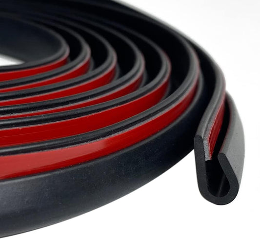 Rubber Edge Trim Black, U Channel Rubber Seal Strip with Self-Adhesive Tape, Metal Edge Protector Fit for 0.15", 25Ft