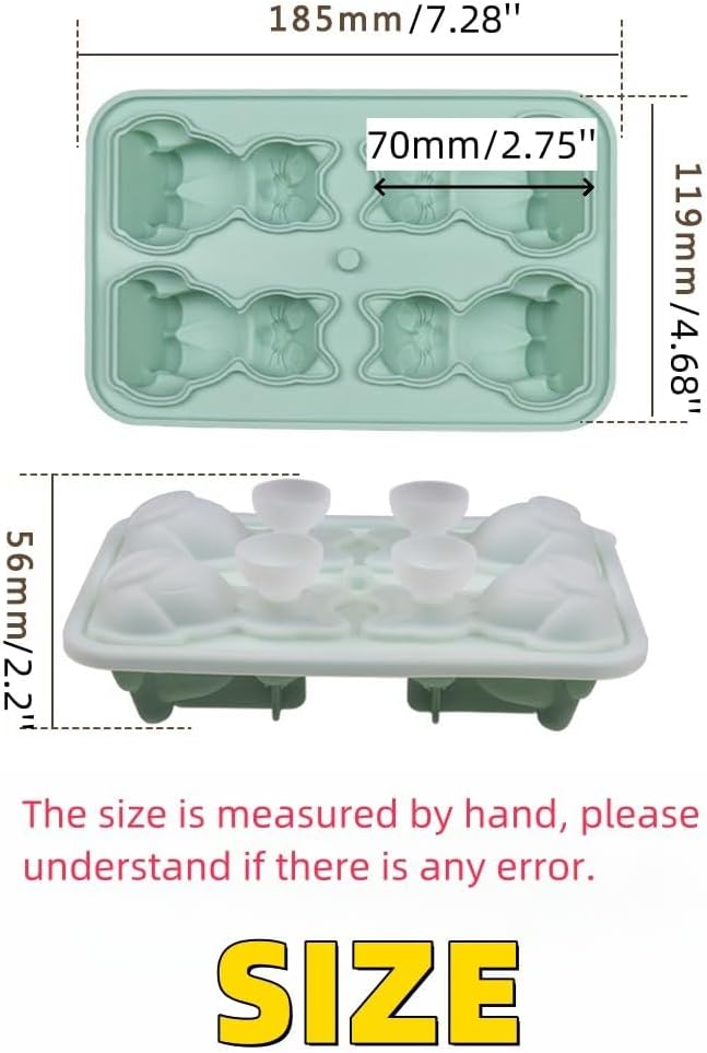 Cute 3D Cat Silicone Ice Cube Tray Mold Cartoon Animal Ice Box BPA-Free (Pink)