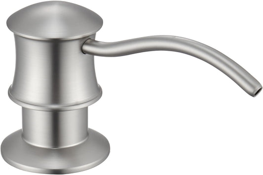 Built in Soap Dispenser for Kitchen Sink Countertop, Solid Brass Pump Head Long Spout with 10.2 Ounce PET Food Safe Material Lotion Bottle, Brushed Nickel Finish