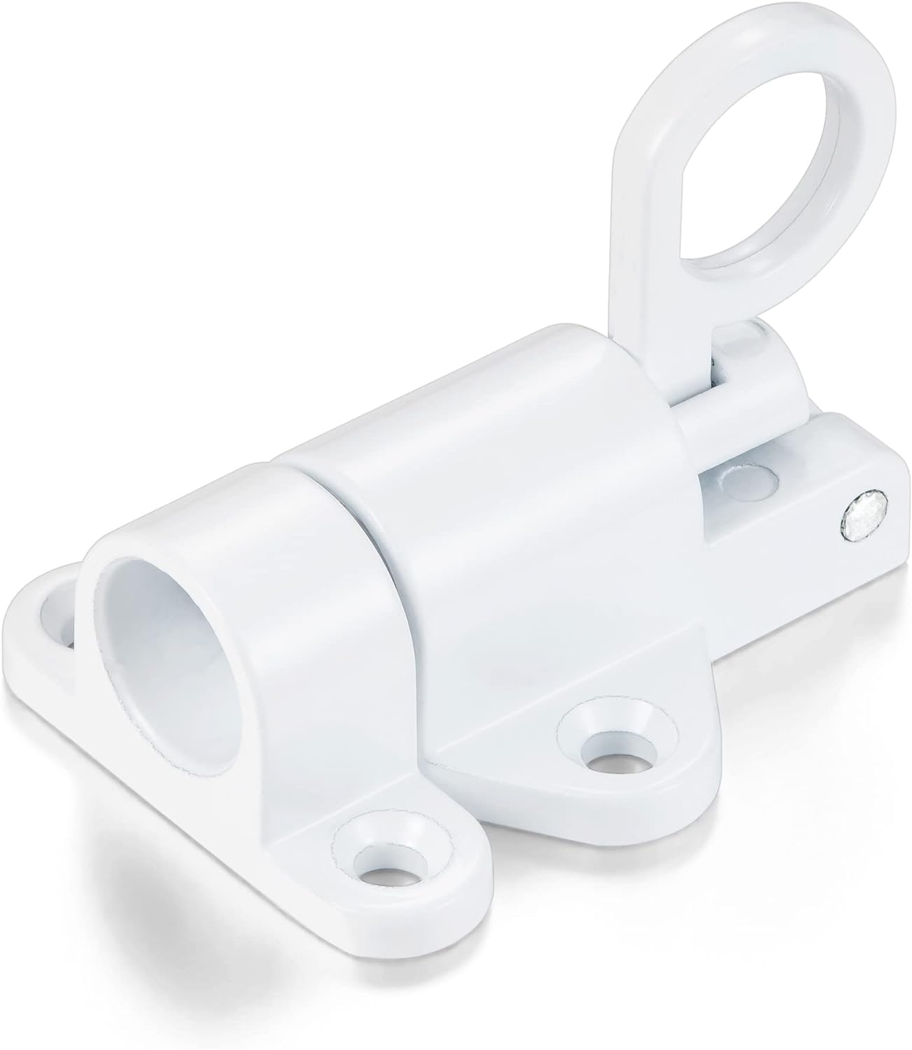 6 Packs Self-Closing Latches，White Spring Door Lock，Resilient Bolt Latch Aluminum Alloy Safety Automatic Spring Barrel Slide Door Lock with Screws,Used for Gate,Window and Cabinet etc