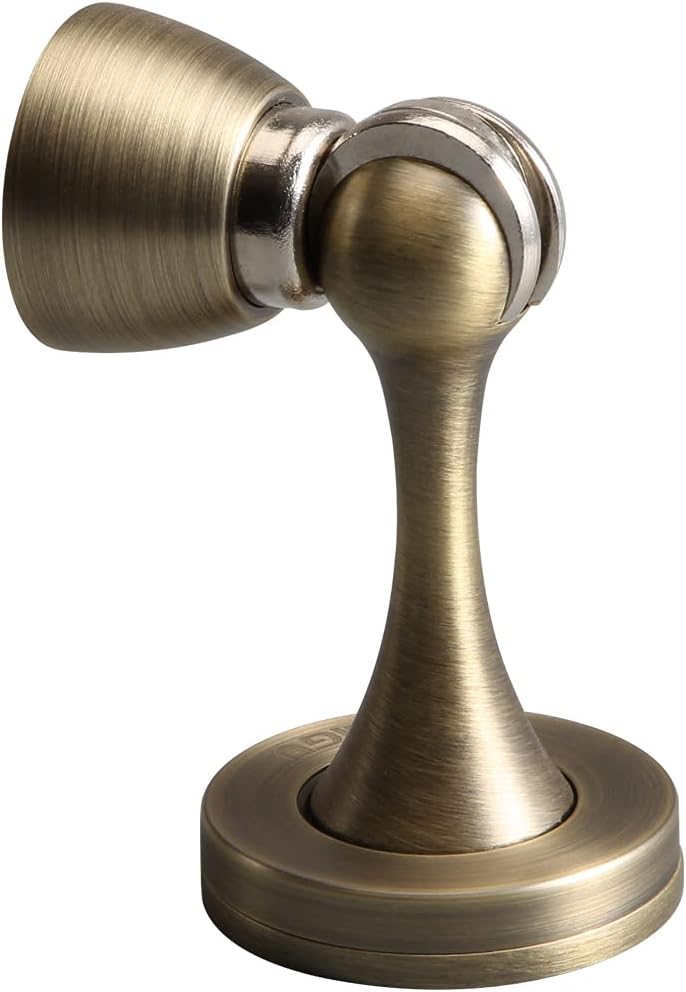 YAGU Door Stopper 4 Pack Magnetic Door Stops, Zinc Alloy Brushed Bronze Door Catch Door Holder Wall Floor Mounted, Metal Soft-Catch