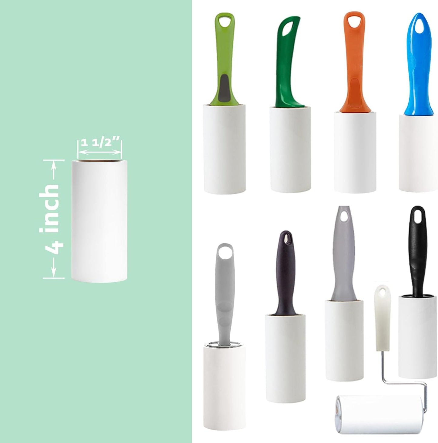 4 inch Lint Roller Refills for Evercare PetLovers Muji IKEA Bastis 4 inch Sticky Rollers for Pet Hair Extra Sticky 60 Sheets per Refill 5 Pack Total 300 Sheets (Inside Diameter 1-1/2 inch)