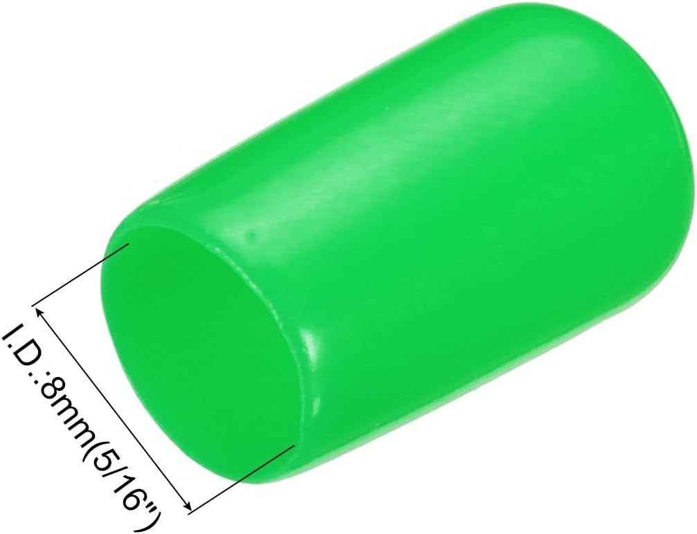 uxcell 20pcs Rubber End Caps 8mm(5/16") ID Vinyl PVC Round Tube Bolt Cap Cover Screw Thread Protectors Green