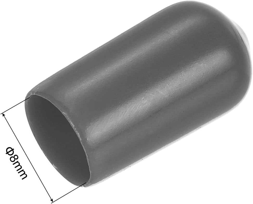 uxcell 20pcs Rubber End Caps 8mm ID Vinyl PVC Round Tube Bolt Cap Cover Screw Thread Protectors Dark Grey