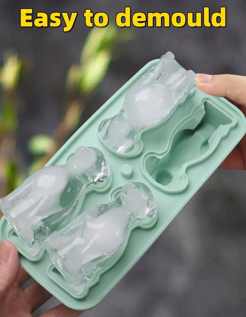 Cute 3D Labrador Dog Silicone Ice Cube Tray Mold Cartoon Animal Ice Box BPA-Free (Green)