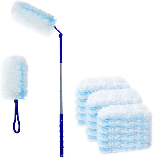 360 Degree Dusters Multi Surface Duster Refills Kit Extender Handle (1 Long Handle to + 1 Short Handle + 12 Duster Refills)