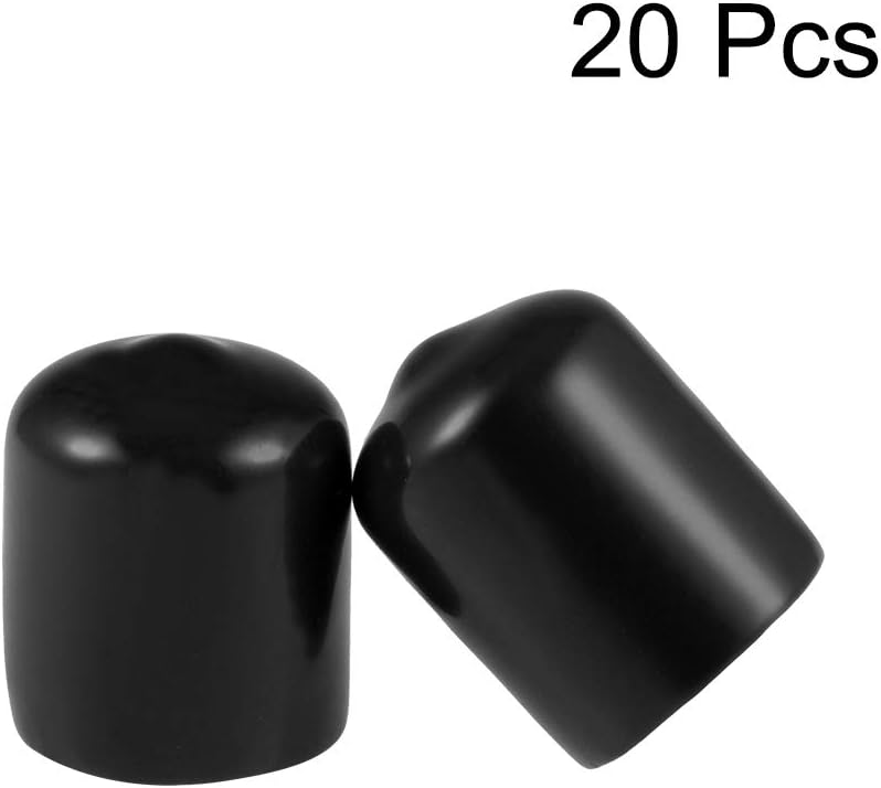 uxcell 20pcs Rubber End Caps 15mm ID Vinyl Round Tube Bolt Cap Cover Thread Protectors Black
