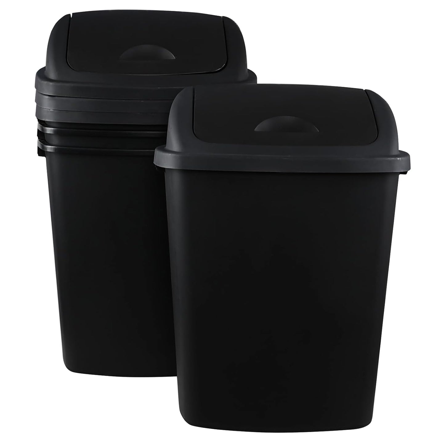 Teyyvn 18 Gallon Tall Plastic Kitchen Trash Can with Swing Lid, 4 Pack Large Plastic Swing Top Waste Bin, Black