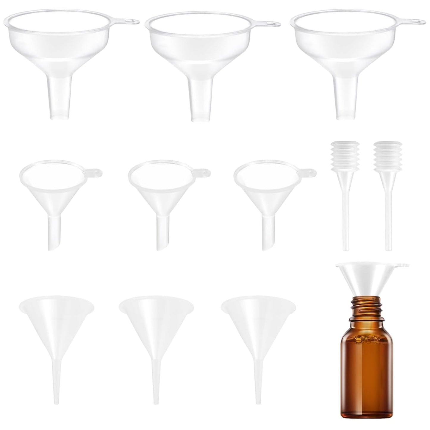 9 Pack Small Funnel Kit 3 Sizes w/Droppers for Kitchen Bottles, Essential Oils, Capsules & Pet Souvenirs